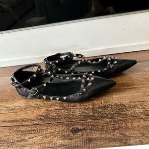 Kaitlyn Pan Stud Flats Black Patent Leather